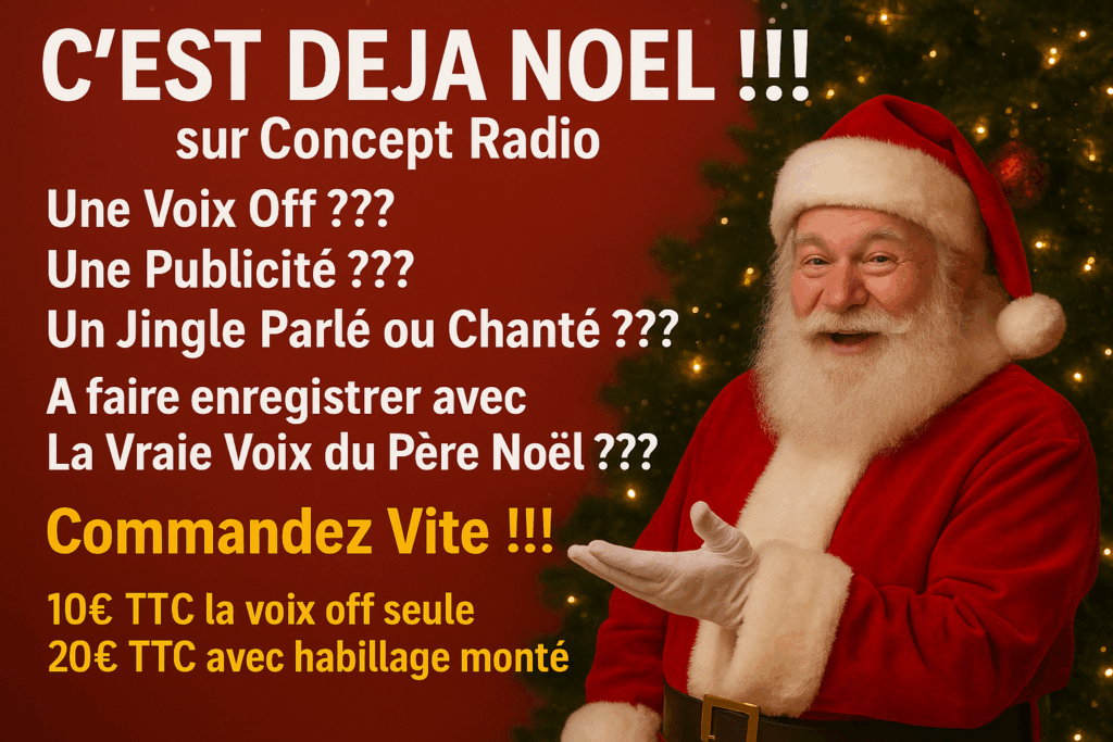 Productions audio pour radio avec vraie voix du Père Noël. Jingle parlé, Jingle chanté, Spot Pub.